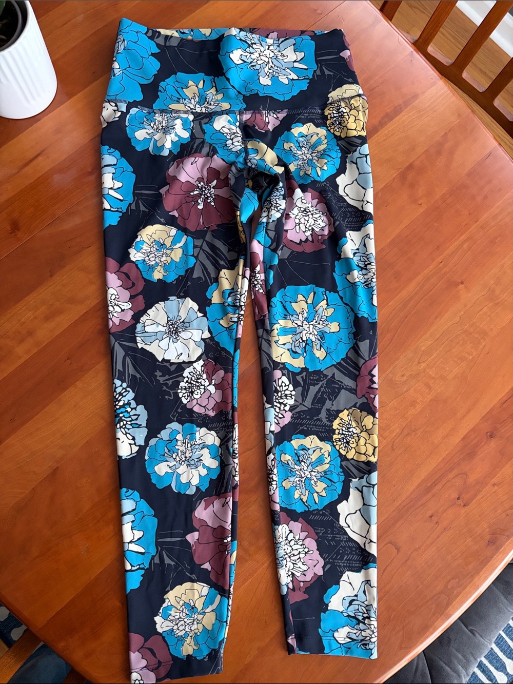 adidas Floral Print Leggings - Black, Blue, White, Yellow, Purple